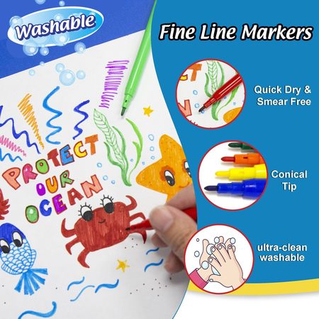 Bazic Products Washable Markers, Fine Line, 20 Colors Per Set, 240PK 1265